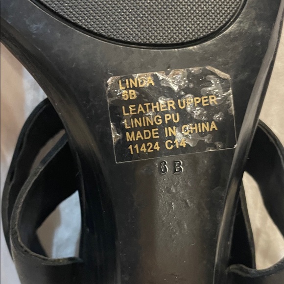 Ralph Lauren Linda Leather Heeled wedge Sandals Black Size 6B. Strappy spring - Picture 6 of 10